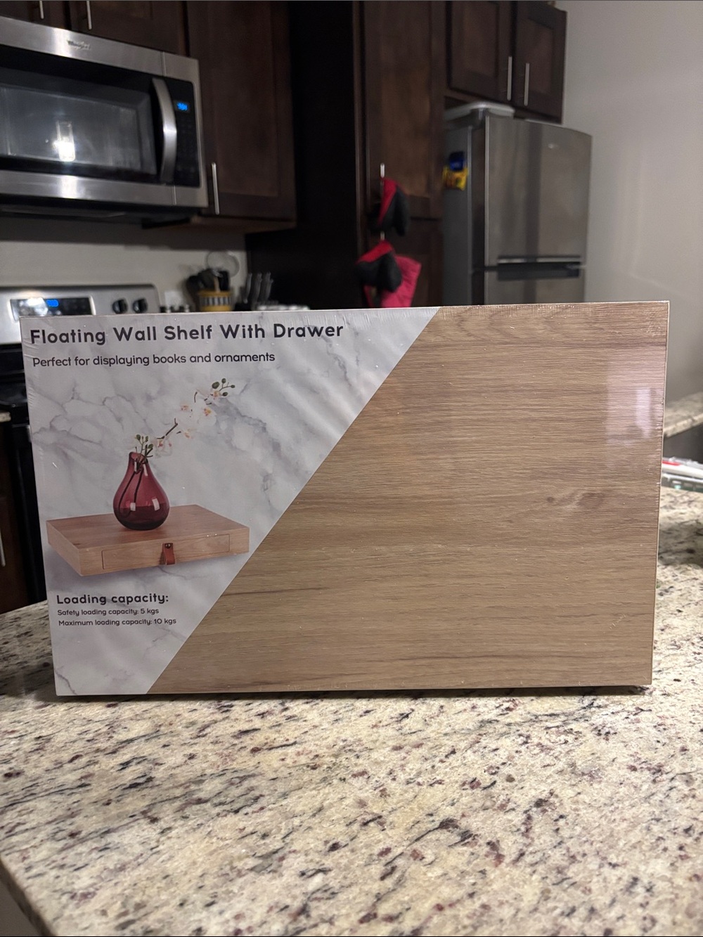 Floating Wall Shelf With Drawer - Light Wood